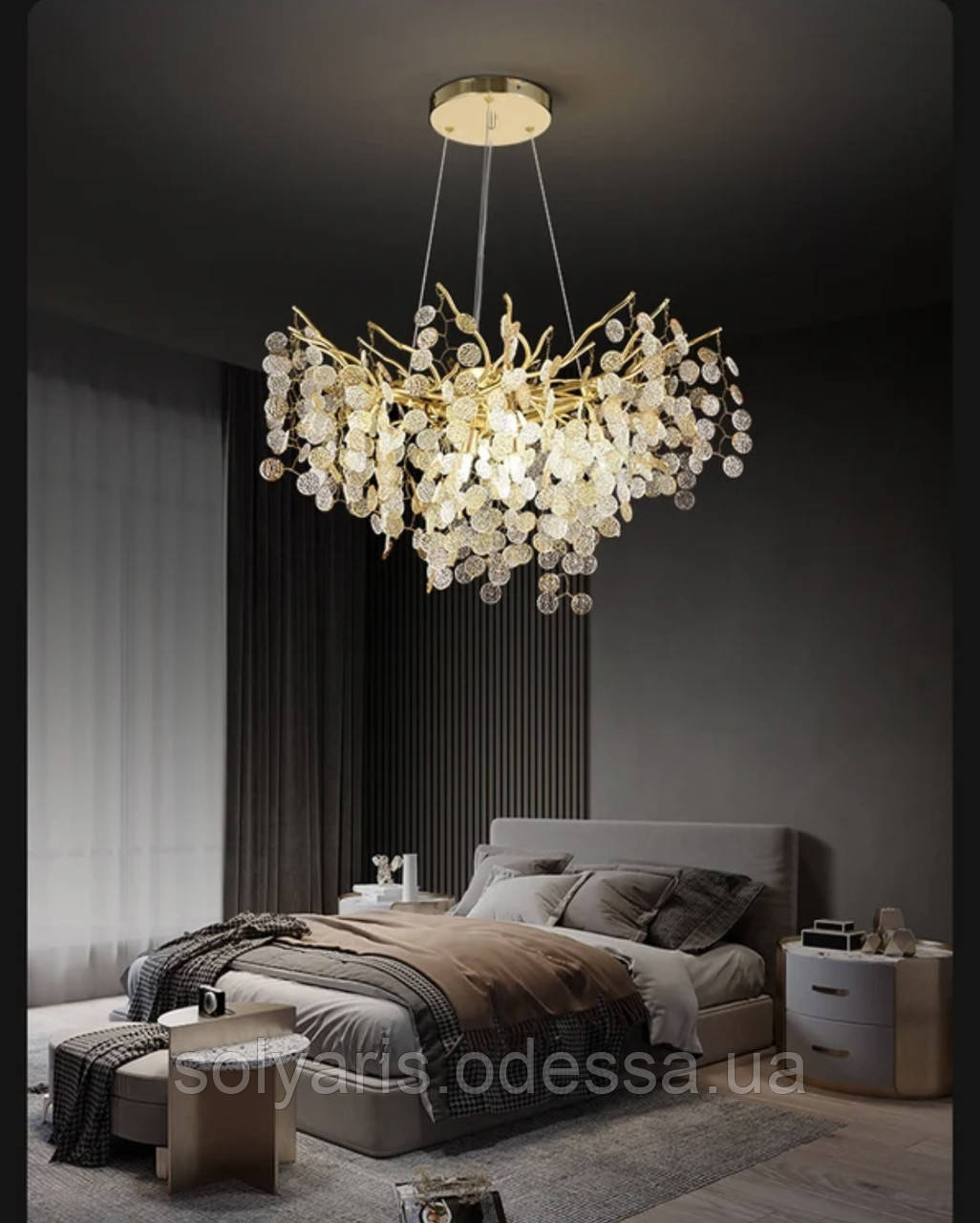 Кришталева люстра підвіс "Гліцинія" 50см із серії "Люстри Серпента", 6 ламп 228075-500 D Підвісна, фото 1