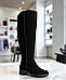 Жіночі зимові чоботи ботфорти на повну широку ногу литку чорні замшеві 39 розмір, фото 2