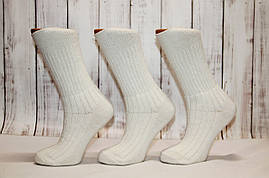 Женские носки высокие в рубчик с 100% шерсти НЛ 36-40 кремовый