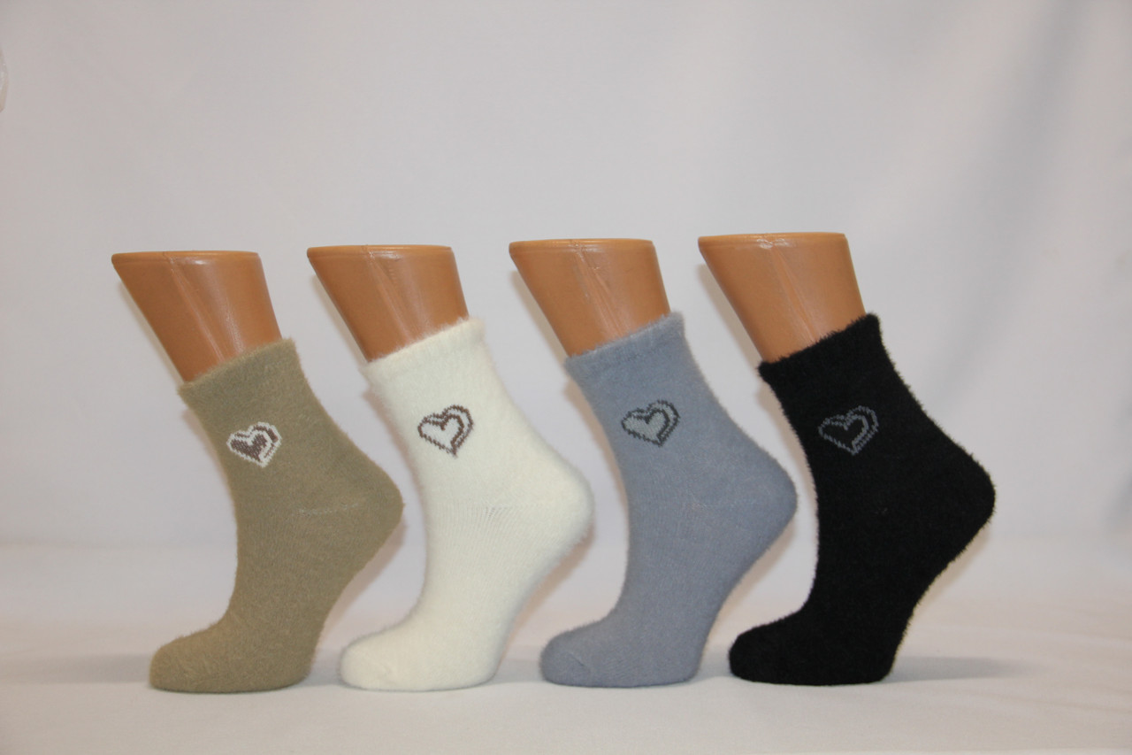 Женские носки средние с ангоры НЛ   асорті з серцем