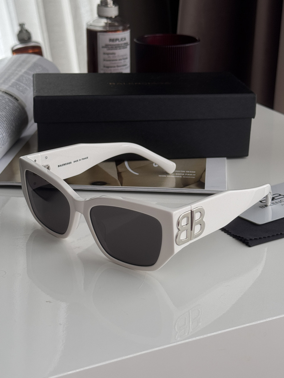 😎 Balenciaga White/Silver BB036SK 002 56/17/130 56/17/130, фото 1