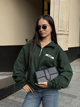 👕 Jacquemus High Collar Half-Zip Grosgrain Sweatshirt Green S