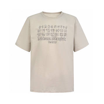 👕 Maison Margiela Ecru T-shirt with Logo Embroidery S