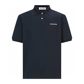 👕 Miu Miu Cotton Piqué Polo Nave Blue Shirt S