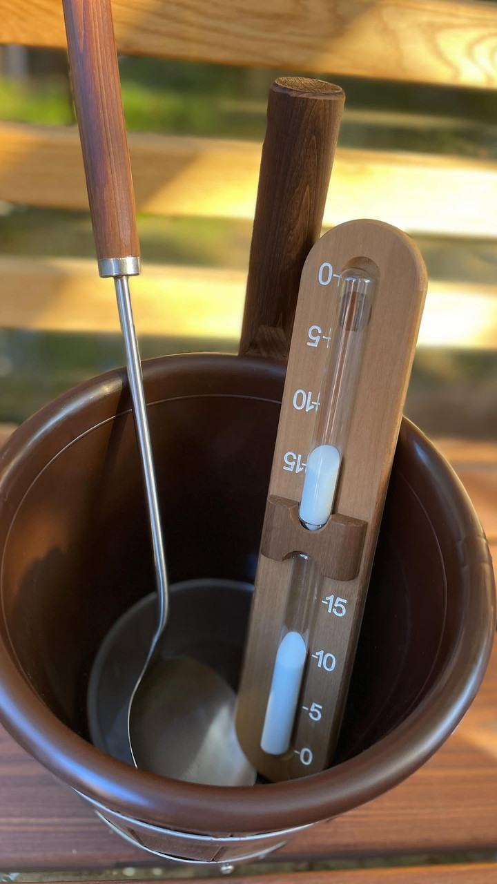 Набір №4 для лазні та сауни (черпак, шайка 5 л, пісочний годинник), фото 1