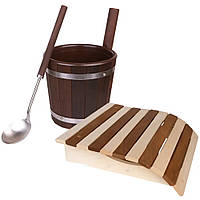 Набір №3 для лазні (черпак, шайка 5 л, підголівник)