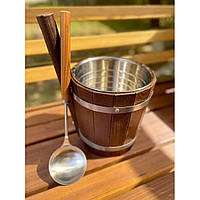 Набір №5 для лазні та сауни (черпак, шайка 5 л) нерж. сталь