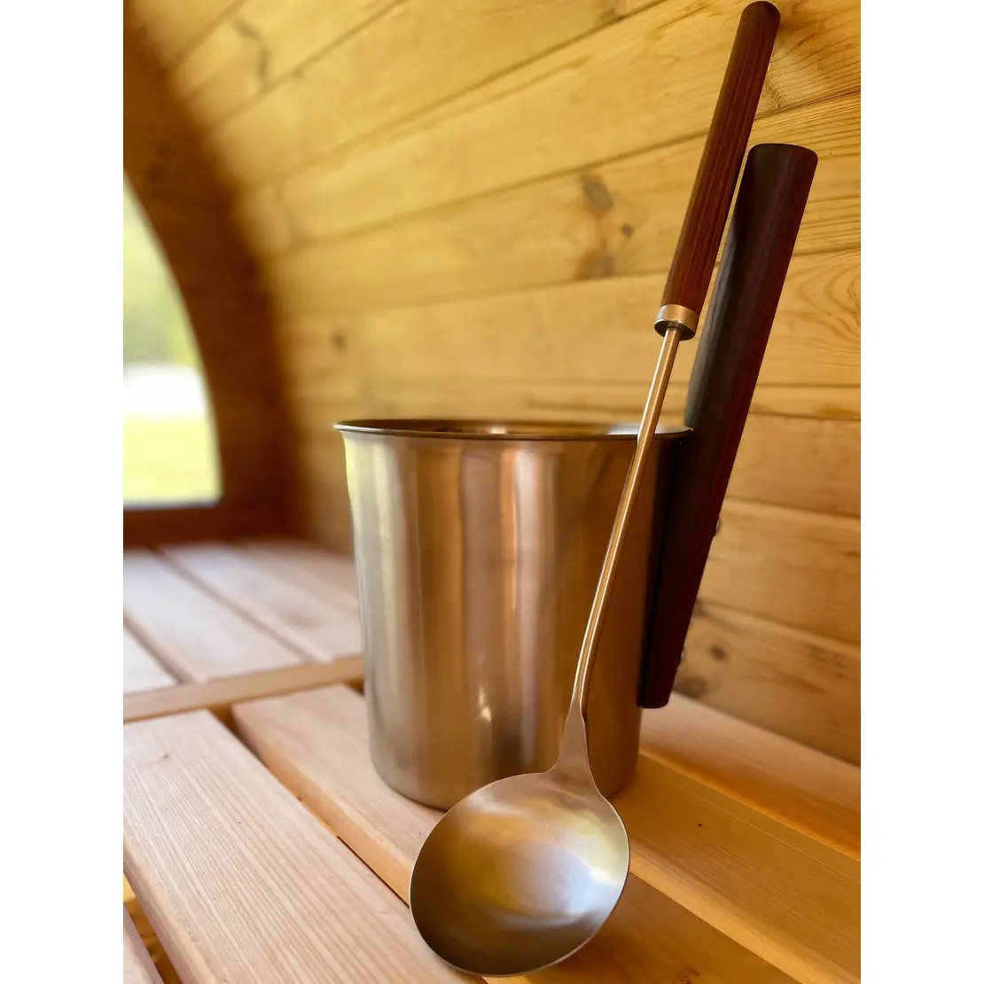 Набір №8 для лазні та сауни (черпак, шайка 5 л) нерж сталь, фото 1