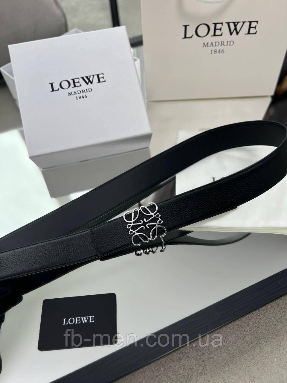 Ремінь Loewe з натуральної шкіри з фірмовим логотипом преміум якість, фото 1