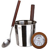 Набір №9 для лазні та сауни (черпак, шайка 5 л, термогігрометр), фото 2
