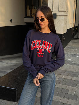 👕 Celine Oversized Sweatshirt in Cotton Fleece Navy Blue S