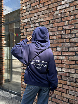 👕 Acne Studios Logo Hooded Sweater Deep Blue S