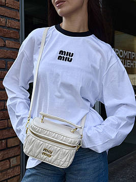 👕 Miu Miu Cotton T-shirt with Embroidered Logo White/Black S