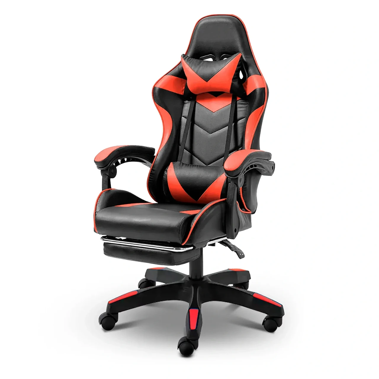 Геймерське комп'ютерне крісло 4Points DL з підставкою для ніг офісне ігрове розкладне для ПК вдома Червоне, фото 1