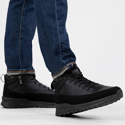 Зимові чоловічі черевики шкіряні збоку замок чорні (4303), фото 1