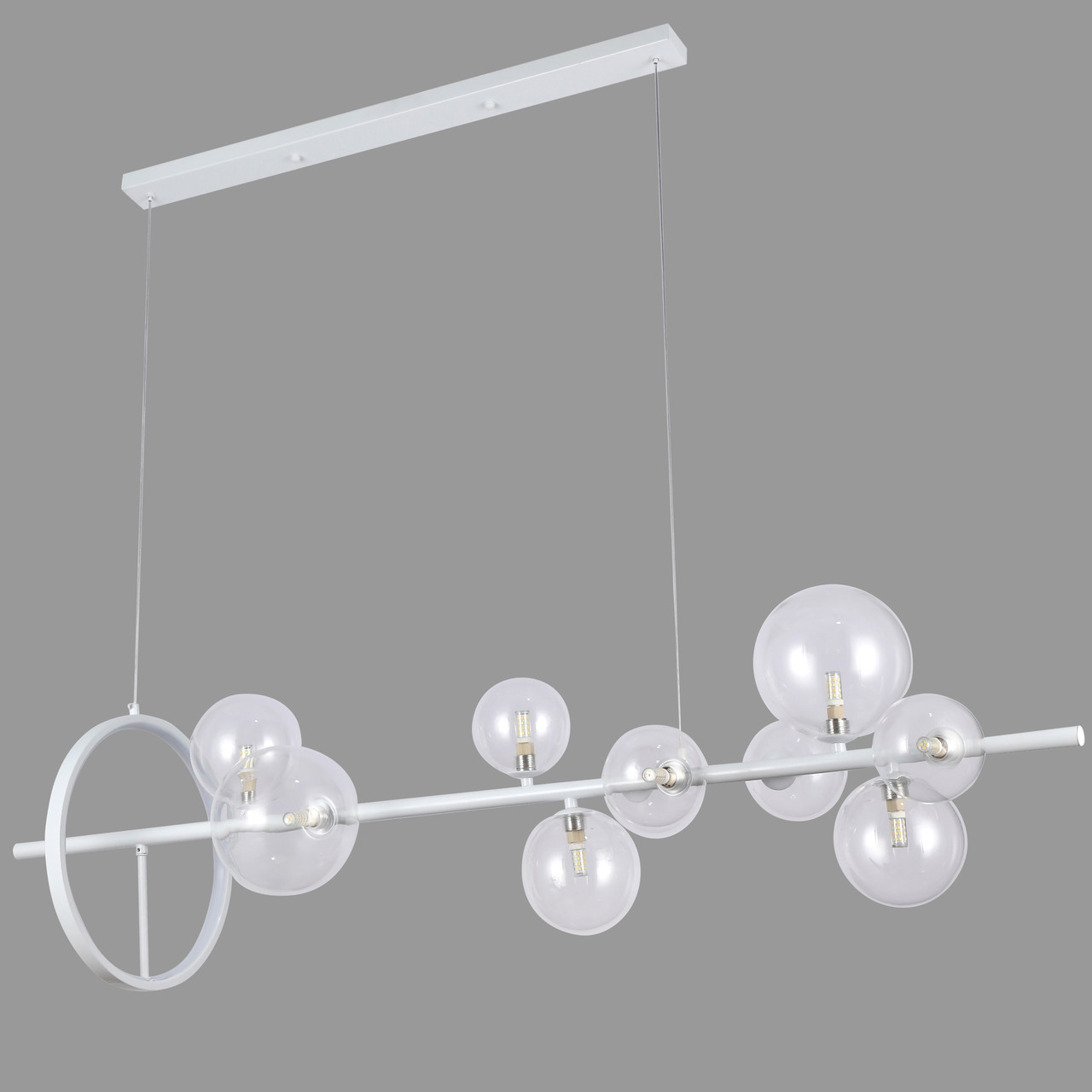 Підвісна люстра «Bubbles» на 10 ламп з прозорими плафонами (918-LP267-10 WH+CL)
