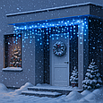 LED гірлянда Бахрома вулична 6м 105 діодів синє світло чорний провід, новорічна підсвітка для фасаду декор будинку, фото 2
