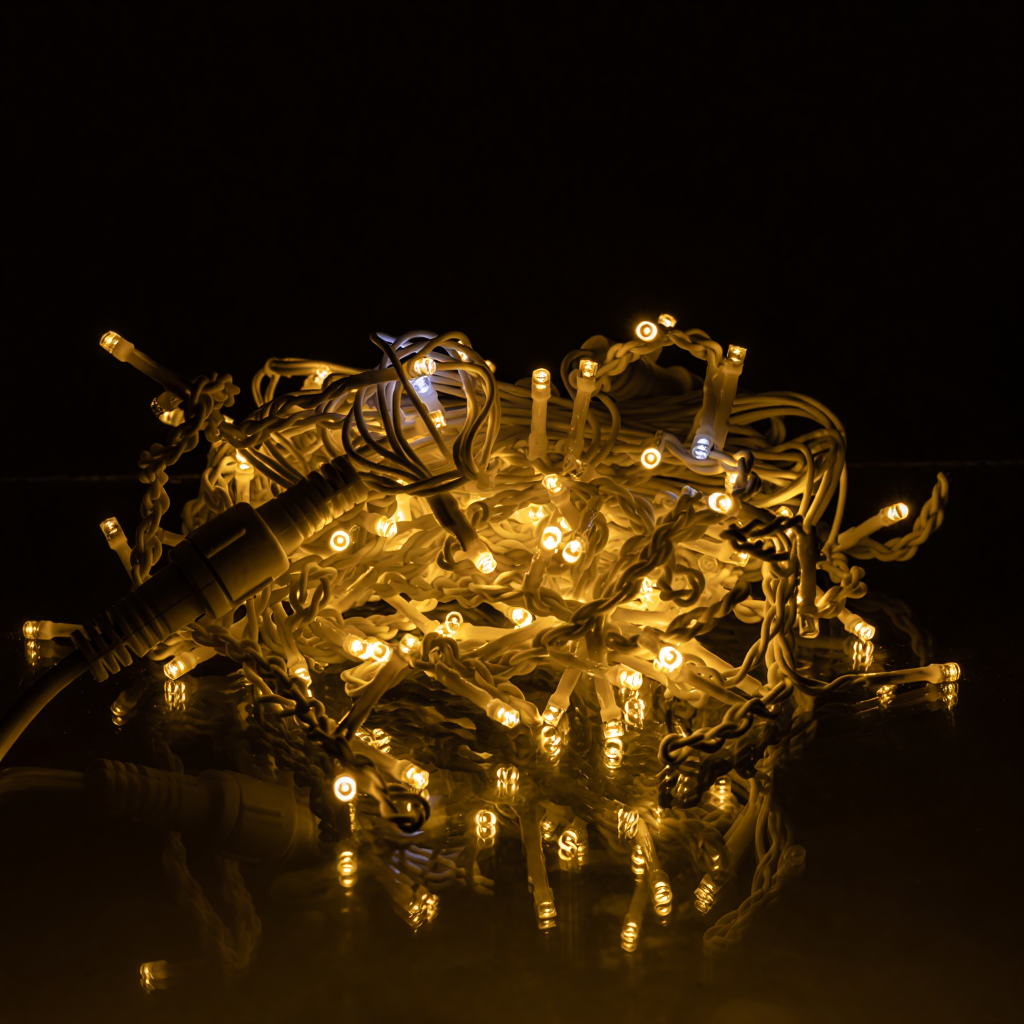 Новорічна гірлянда вулична Бахрома 6 м 105 LED вулична гірлянда білий провід Жовте світло, фото 1