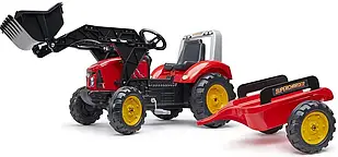 Іграшковий трактор на педалях Falk Red Supercharger з причепом