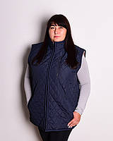 Жилетка жіноча стегана синя 48-62р підкладка з овечої вовни