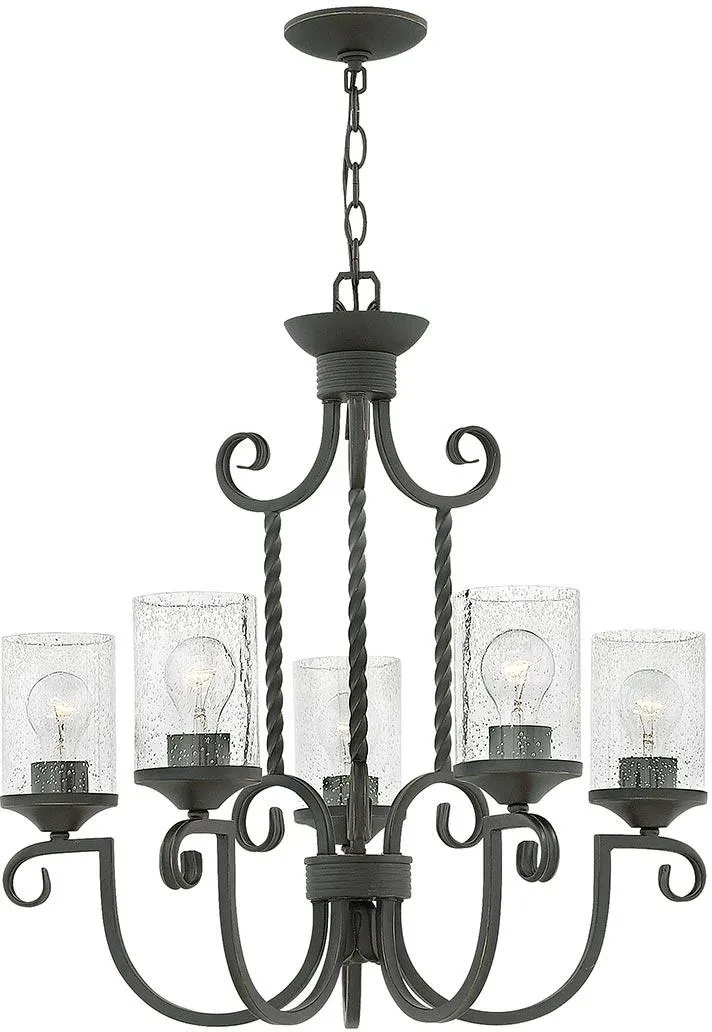 Підвісна лампа Casa Elstead Lighting 5Xe27 60W алюміній, скло з бульбашками чорна, фото 1