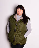 Жилетка жіноча стегана зелена 48-62р підкладка з овечої вовни