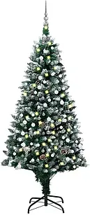 Штучна ялинка vidaXL з LED кульками і шишками 210см 13452-3077704