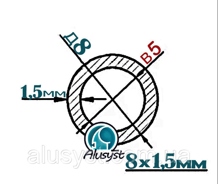 8х1,5 труба кругла/ 50см деталь/ паз 5мм /без покриття