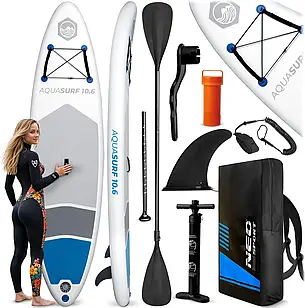 Надувна дошка для плавання Neo Sport SUP Paddle Aquasurf 320см біла