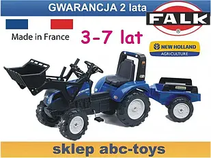 Іграшковий трактор на педалях FALK New Holland з ковшем і причепом 3090M