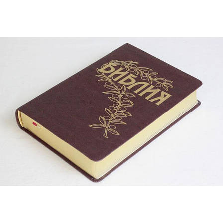 Рос. Біблія середнього формату Геце (бордо, шкірзам, старослов'янські букви, без застібки, без вказівників, 16х22), фото 1