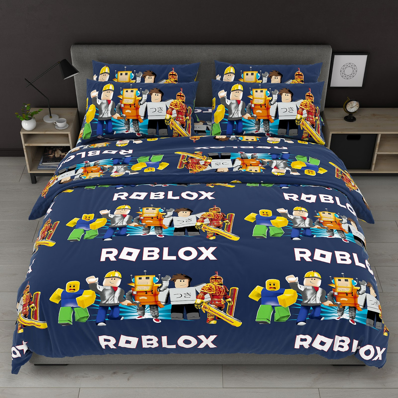 Комплект дитячої постільної білизни Бязь Голд "Роблекс" синій, бавовняна постільна білизна, фото 1