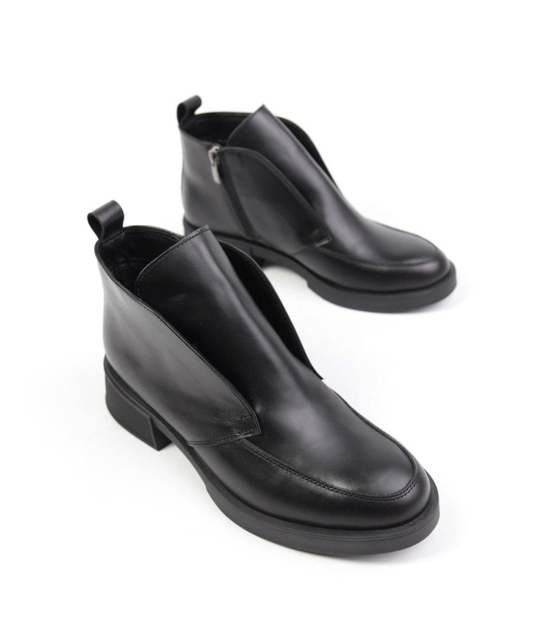 Жіночі лофери демісезонні шкіряні чорні, фото 1