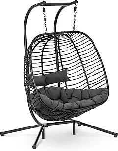 Підвісне садове крісло Uniprodo двомісне чорне сіре Unihc04