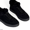 Класні Чорні зимові кросівки натуральна замша опушка цигейка, фото 3