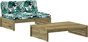 Садовий комплект меблів Vidaxl з подушками імпрегнована сосна 3186136 2-елементи