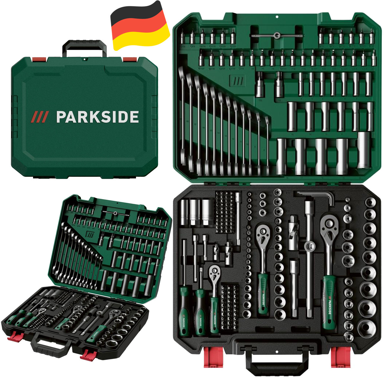 Набір інструментів Parkside 216 од Німеччина (Cr-V/S2, 10,9 кг, кейс 44×37×9 см, 3 тріскачки), фото 1