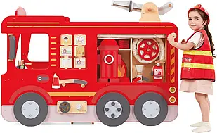 Іграшка Viga Toys великий дерев'яний пожежний автомобіль майданчик Montessori