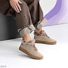 Класичні Бежеві зимові кросівки натуральна замша опушка цигейка, фото 2