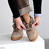 Класичні Бежеві зимові кросівки натуральна замша опушка цигейка, фото 8