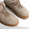 Класичні Бежеві зимові кросівки натуральна замша опушка цигейка, фото 9