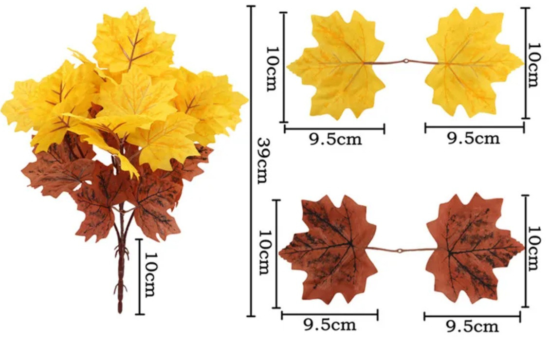 Гілка штучний осінній кленовий лист 39 см