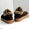 Класні зимові кросівки натуральна замша опушка цигейка колір Шоколад, фото 4