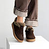 Класні зимові кросівки натуральна замша опушка цигейка колір Шоколад, фото 6