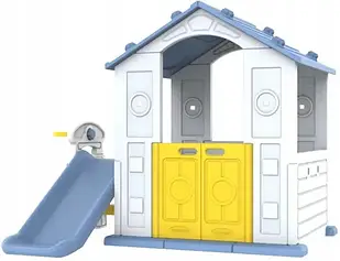 Дитячий садовий будиночок Ramiz з гіркою і мийкою синій дах