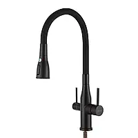 Змішувач для кухні під осмос GAPPO G4399-66 силіконовий вилив чорний нержавіюча сталь