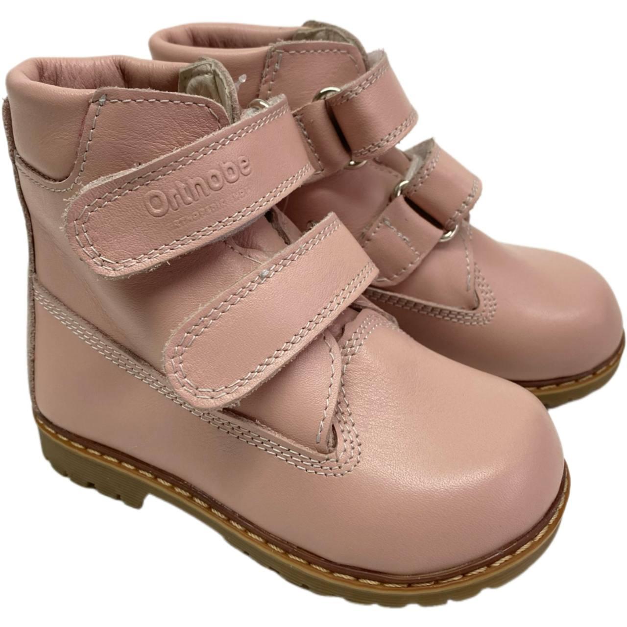 Ортопедичні черевики для дівчаток Orthobe рожеві, натуральна шкіра, флісова підкладка, фото 1