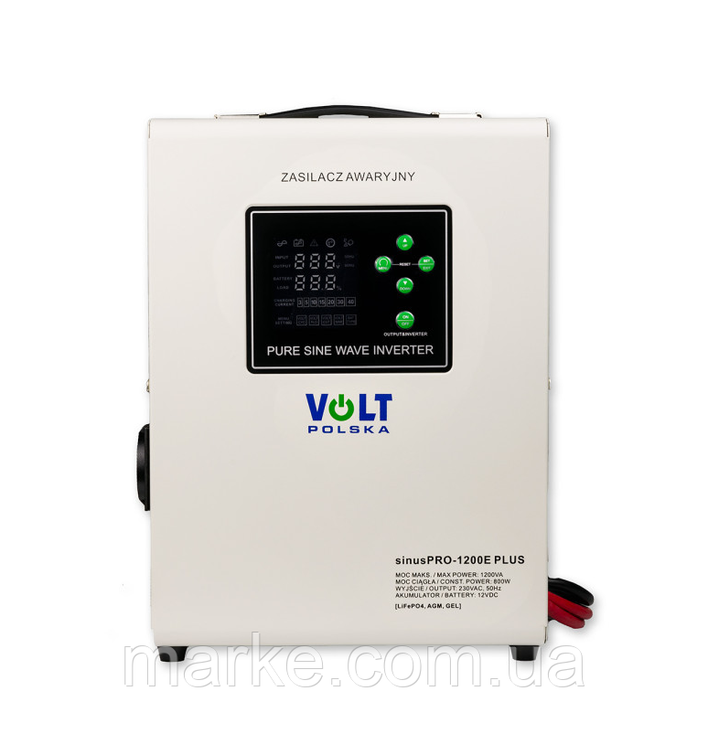 Гібридний ДБЖ/інвертор Volt Polska SINUS PRO 1200 E PLUS 12/230V 800/1200W (3SPM12012M) (mrk)