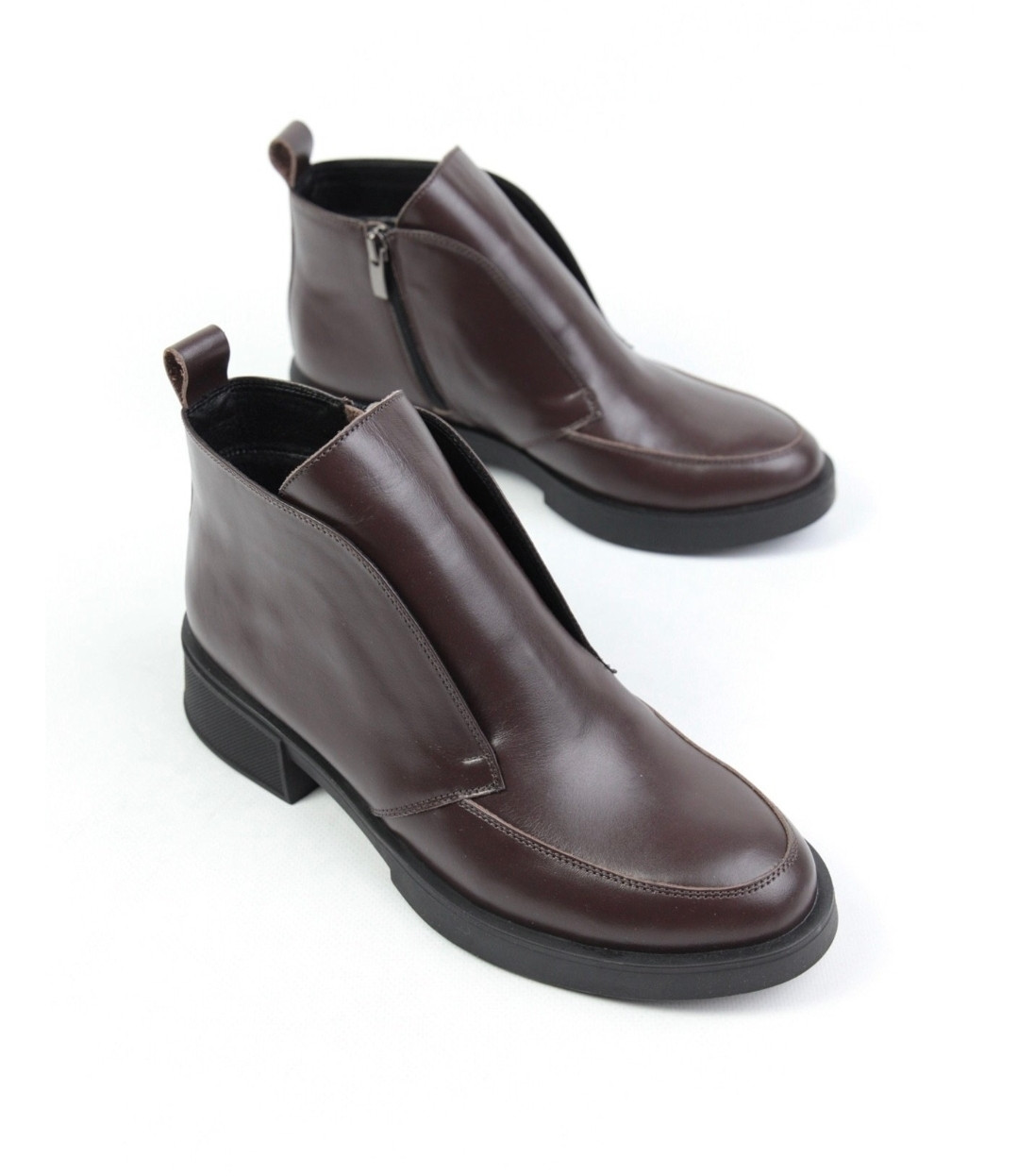 Жіночі лофери демісезонні шкіряні коричневі, фото 1