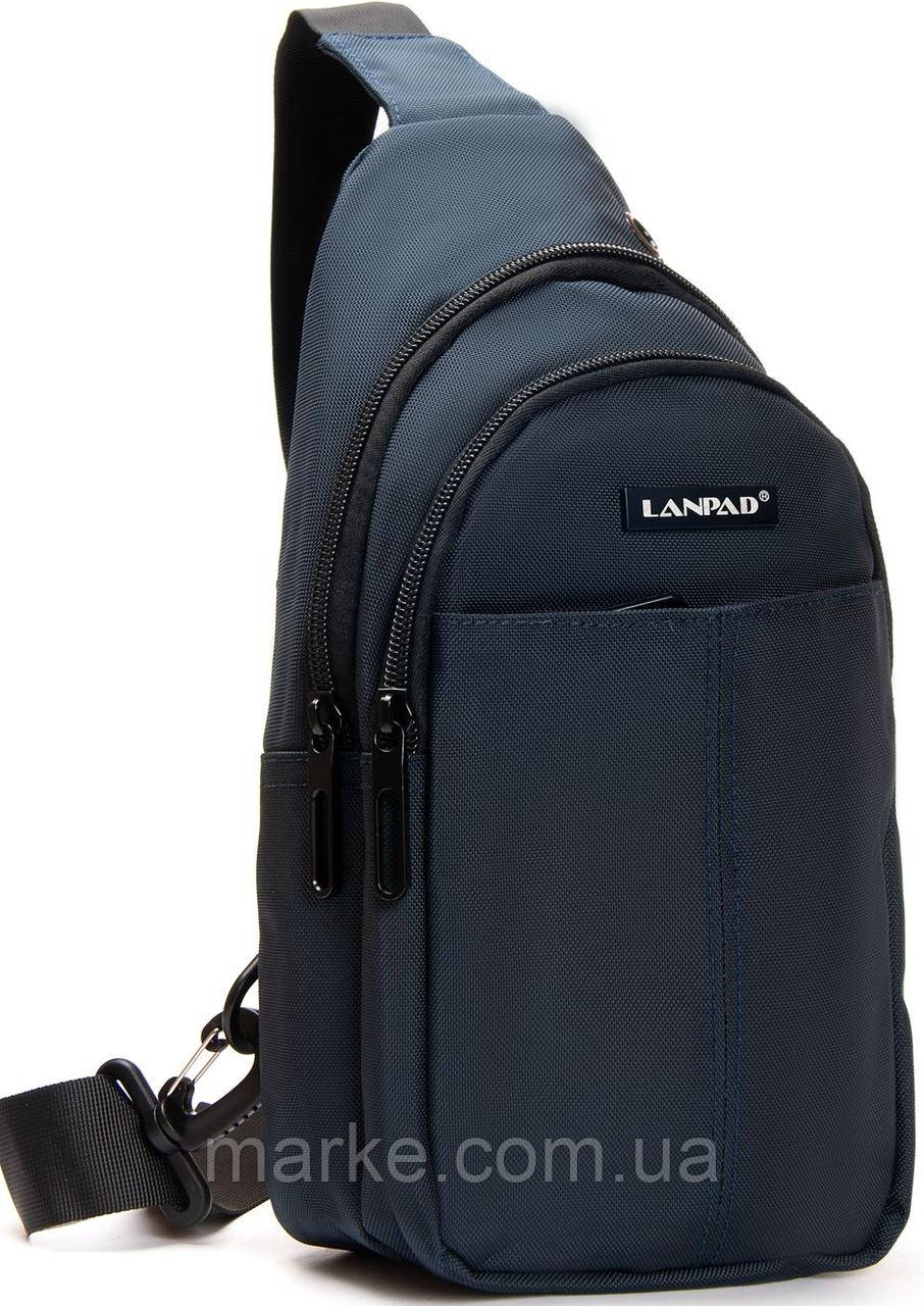 Мужская сумка слинг Lanpad тканевая, синий, фото 1